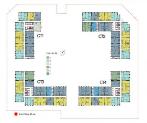 Mặt bằng tổng thể 4 tòa CT1, CT2, CT3, CT4