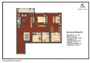 Mặt bằng căn hộ số 08 toà R2 Royal City