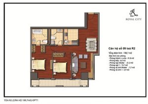 Mặt bằng căn hộ số 09 toà R2 Royal City