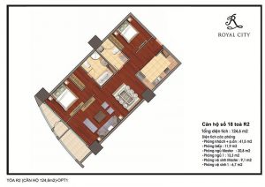 Mặt bằng căn hộ số 18 toà R2 Royal City