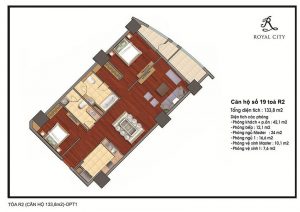 Mặt bằng căn hộ số 19 toà R2 Royal City