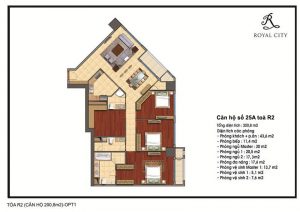 Mặt bằng căn hộ số 25A toà R2 Royal City