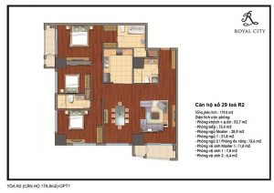 Mặt bằng căn hộ số 29 toà R2 Royal City