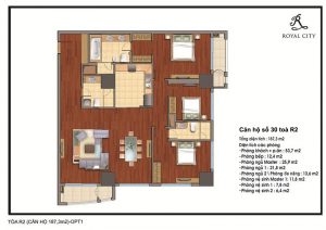 Mặt bằng căn hộ số 30 toà R2 Royal City