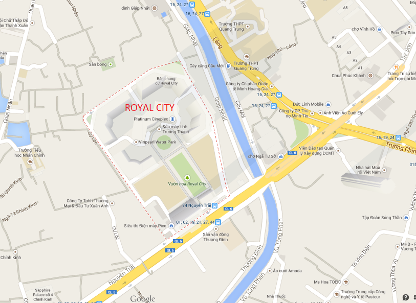 Vị trí Royal City - Ngay ngã tư Sở ( Vị trí vô cùng thuận lợi của quận Thanh Xuân)